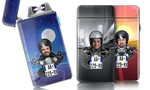 Personalised lighter with motorcyclist